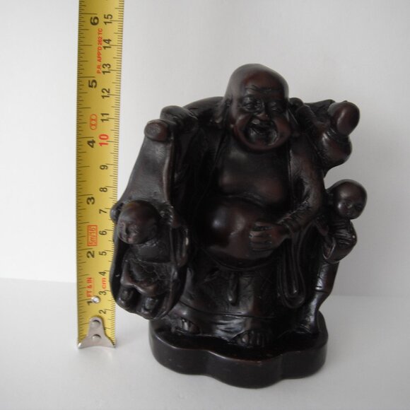Vintage Asian Wise Man Figurine Heavy Red Resin Cast Carved Miniature 5.1/4" - Picture 3 of 9